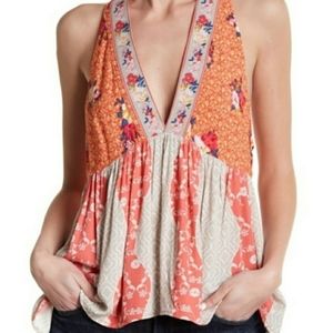 EUC Free People Dream On Darlin' Babydoll Halter Floral Tank Top M